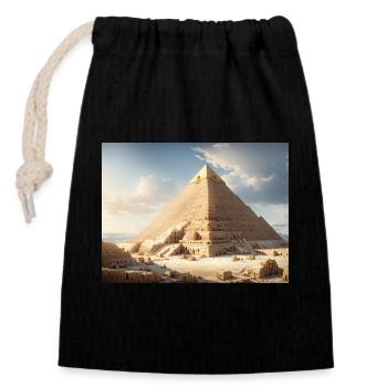egypt pyramids - Closable cotton gift bag (14x20cm) - black - Front