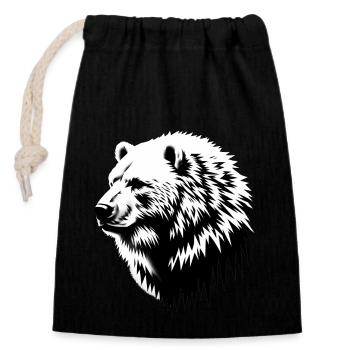 Ours | Eisbäar - Sac cadeau en coton avec cordon (14 x 20 cm) - noir - Devant
