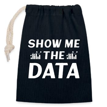 Show me the Data - Closable cotton gift bag (14x20cm) - navy - Front