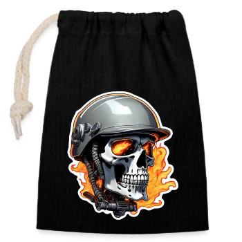 Totenkopf - Skelett - Totenkopf - Motorradhelm - Verschließbarer Geschenkbeutel aus Baumwolle (14x20cm) - Schwarz - Vorne