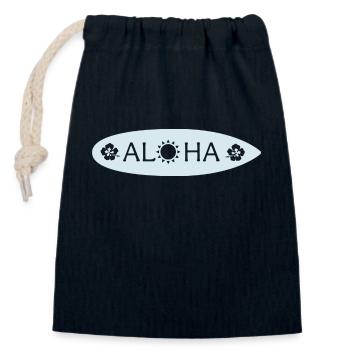Aloha Surfbrett - Verschließbarer Geschenkbeutel aus Baumwolle (14x20cm) - Navy - Vorne