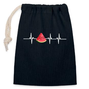 Battement de cœur pastèque - Sac cadeau en coton avec cordon (14 x 20 cm) - bleu marine - Devant
