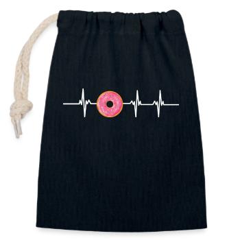 Heartbeat Donuts - Closable cotton gift bag (14x20cm) - navy - Front