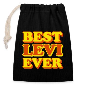 Funny gift with first name Levi - Closable cotton gift bag (14x20cm) - black - Front