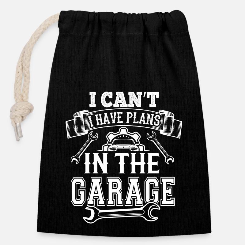 Dictons de garage drôles Mécanique automobile réparation de voitures - Sac cadeau en coton avec cordon (14 x 20 cm) - noir