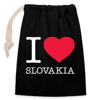 I LOVE SLOVAKIA Slowakei - Verschließbarer Geschenkbeutel aus Baumwolle (14x20cm) - Schwarz - Vorne