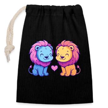 Leo Couple Love Couple In Love - Closable cotton gift bag (14x20cm) - black - Front