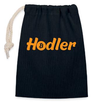 BTC Hodler bitcoin - Sac cadeau en coton avec cordon (14 x 20 cm) - bleu marine - Devant