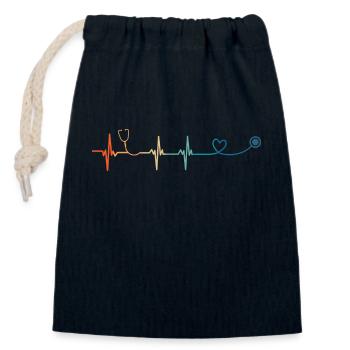 Herzschlag-Stethoskop - Verschließbarer Geschenkbeutel aus Baumwolle (14x20cm) - Navy - Vorne