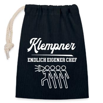 Klempner Endlich Chef Klempnerei Selbstständig - Verschließbarer Geschenkbeutel aus Baumwolle (14x20cm) - Navy - Vorne