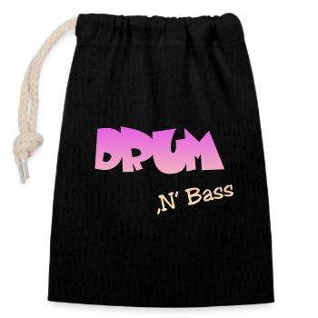 Drum n Bass, Techno, Minimal - Verschließbarer Geschenkbeutel aus Baumwolle (14x20cm) - Schwarz - Vorne