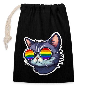 LGBTQ Katze - Verschließbarer Geschenkbeutel aus Baumwolle (14x20cm) - Schwarz - Vorne
