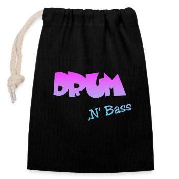 Drum n Bass, Techno, Minimal - Verschließbarer Geschenkbeutel aus Baumwolle (14x20cm) - Schwarz - Vorne