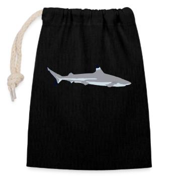 Requin à pointe noire - Sac cadeau en coton avec cordon (14 x 20 cm) - noir - Devant