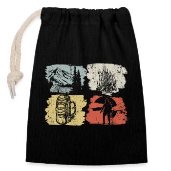Sentiers de feu de camp et pins - Sac cadeau en coton avec cordon (14 x 20 cm) - noir - Devant