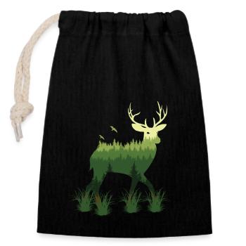Deer Of Nature - Closable cotton gift bag (14x20cm) - black - Front