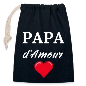 PAPA d'Amour - Sac cadeau en coton avec cordon (14 x 20 cm) - bleu marine - Devant