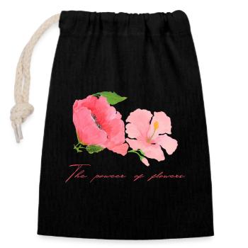 Süßes Blüten Motiv Rosa Rot Muttertag Flower Power - Verschließbarer Geschenkbeutel aus Baumwolle (14x20cm) - Schwarz - Vorne