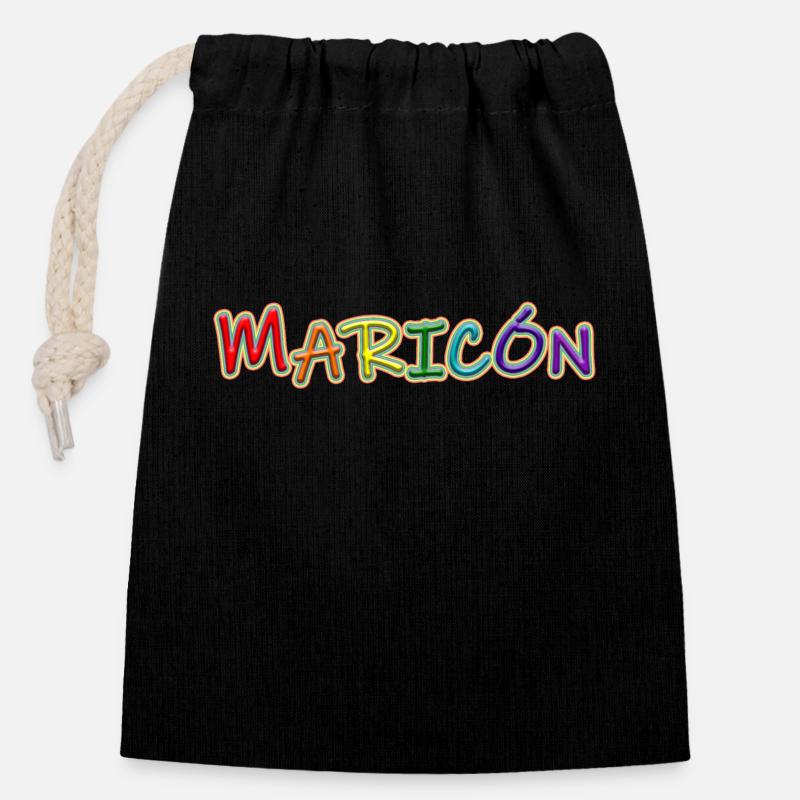 Maricón - Sac cadeau en coton avec cordon (14 x 20 cm) - noir