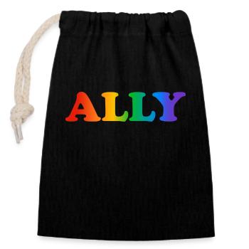 Allié de la Gay Pride - Sac cadeau en coton avec cordon (14 x 20 cm) - noir - Devant