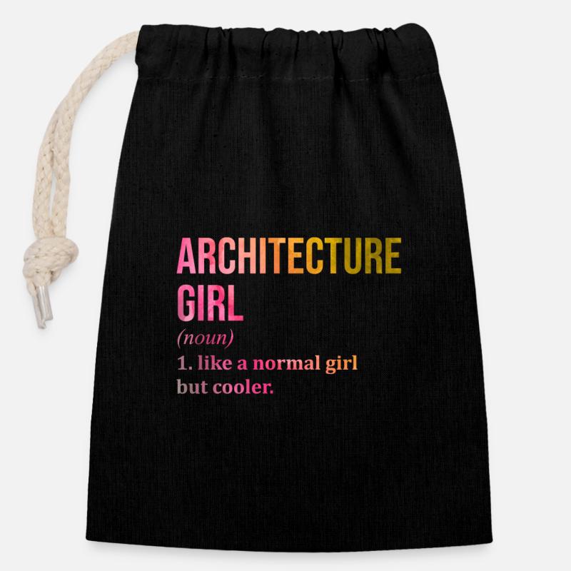Architecture - Closable cotton gift bag (14x20cm) - black