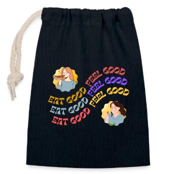 EAT GOOD FEEL GOOD - Closable cotton gift bag (14x20cm) - navy - Front
