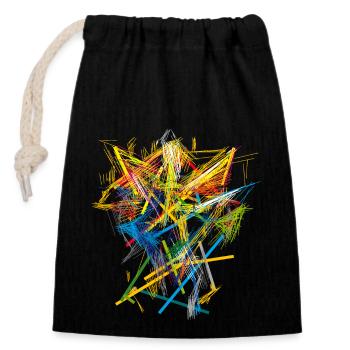 abstract - Closable cotton gift bag (14x20cm) - black - Front