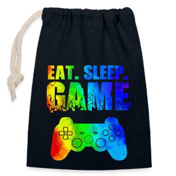Gamer Game Play Online Computer Gaming Arcade Neon - Closable cotton gift bag (14x20cm) - navy - Front