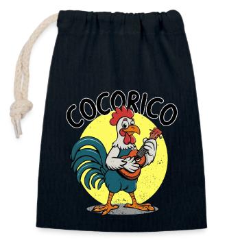 guitar - Closable cotton gift bag (14x20cm) - navy - Front