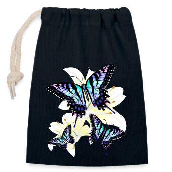 Blue Swallowtail - Closable cotton gift bag (14x20cm) - navy - Front