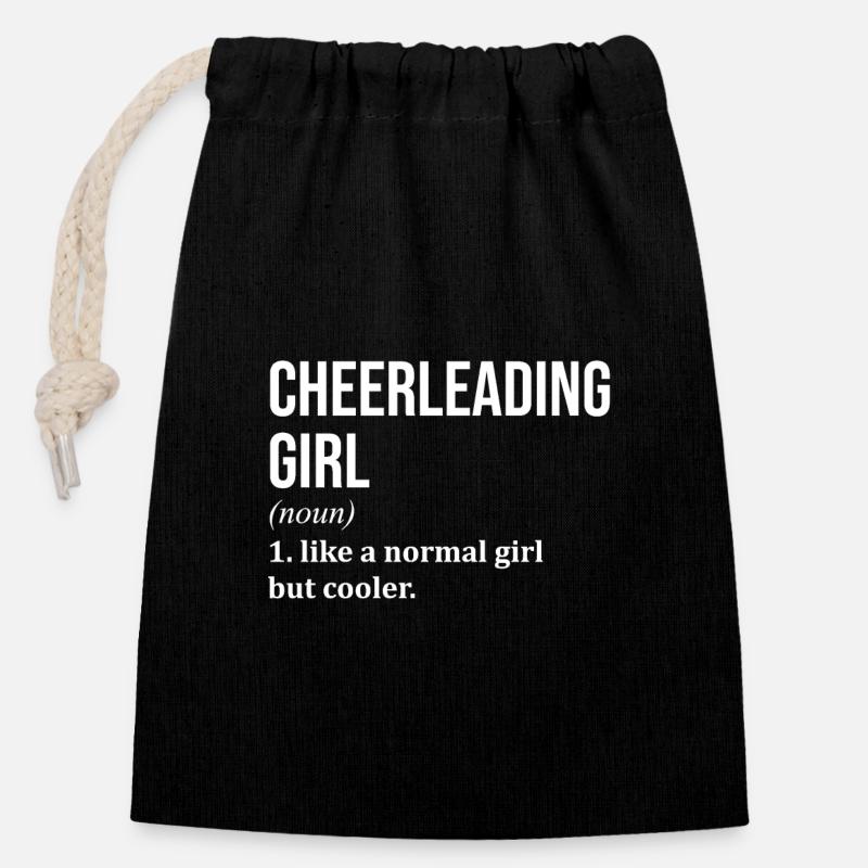 cheerleader - Sac cadeau en coton avec cordon (14 x 20 cm) - noir