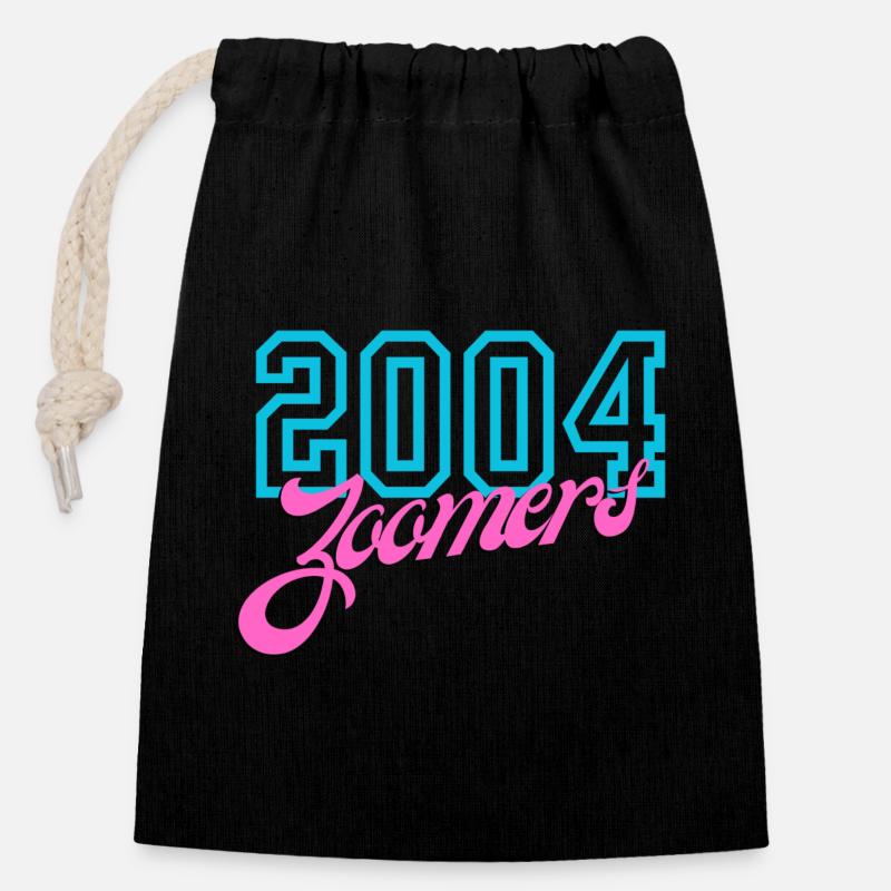 2004 Zomers Retro Neon Tee - Sac cadeau en coton avec cordon (14 x 20 cm) - noir