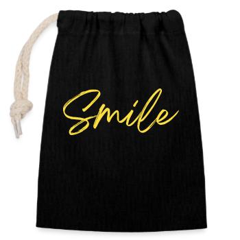 Smile - Verschließbarer Geschenkbeutel aus Baumwolle (14x20cm) - Schwarz - Vorne