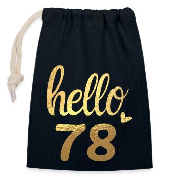 Hello 78 doré - Sac cadeau en coton avec cordon (14 x 20 cm) - bleu marine - Devant