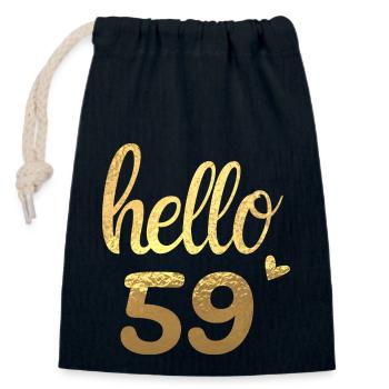 Hello 59 gold - Closable cotton gift bag (14x20cm) - navy - Front