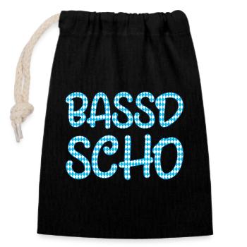 Bassd scho - Verschließbarer Geschenkbeutel aus Baumwolle (14x20cm) - Schwarz - Vorne