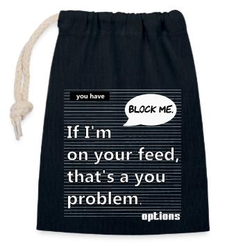 Your feed - Closable cotton gift bag (14x20cm) - navy - Front