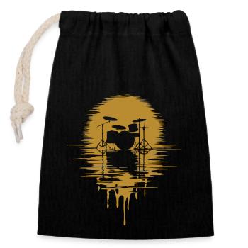 Batterie Silhouette Drums - Sac cadeau en coton avec cordon (14 x 20 cm) - noir - Devant