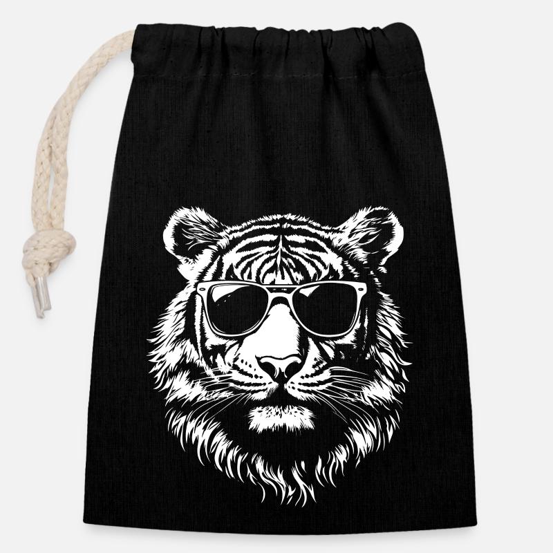 Lunettes de soleil Tiger - Sac cadeau en coton avec cordon (14 x 20 cm) - noir