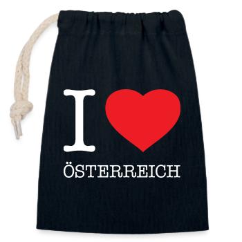 I LOVE ÖSTERREICH Austria - Verschließbarer Geschenkbeutel aus Baumwolle (14x20cm) - Navy - Vorne