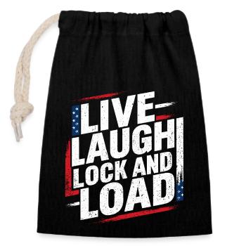 Power for Women - « Live Laugh Lock And Load » - Sac cadeau en coton avec cordon (14 x 20 cm) - noir - Devant