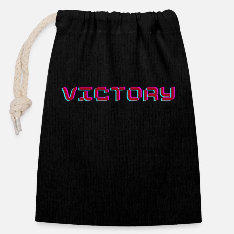 Victory - Verschließbarer Geschenkbeutel aus Baumwolle (14x20cm) - Schwarz