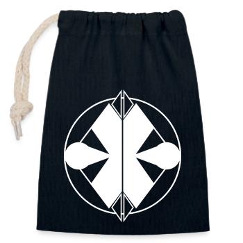 Sleek white logo – symmetrical and universal design - Closable cotton gift bag (14x20cm) - navy - Front