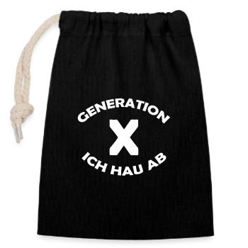 GÉNÉRATION X - Sac cadeau en coton avec cordon (14 x 20 cm) - noir - Devant