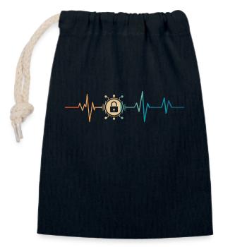 Retro Heartbeat Cybersicherheit - Verschließbarer Geschenkbeutel aus Baumwolle (14x20cm) - Navy - Vorne