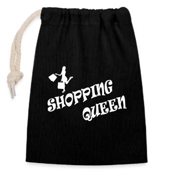 SHOPPING QUEEN - Verschließbarer Geschenkbeutel aus Baumwolle (14x20cm) - Schwarz - Vorne