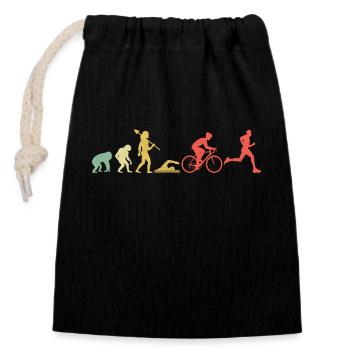Evolution Triathlon Laufrad Schwimmen Triathlet Triat - Verschließbarer Geschenkbeutel aus Baumwolle (14x20cm) - Schwarz - Vorne