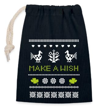 make a wish Christmas - Closable cotton gift bag (14x20cm) - navy - Front
