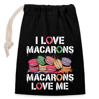 Macarons for the soul - Closable cotton gift bag (14x20cm) - black - Front