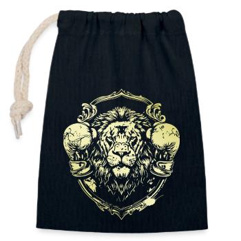 Lion Boxer - Closable cotton gift bag (14x20cm) - navy - Front